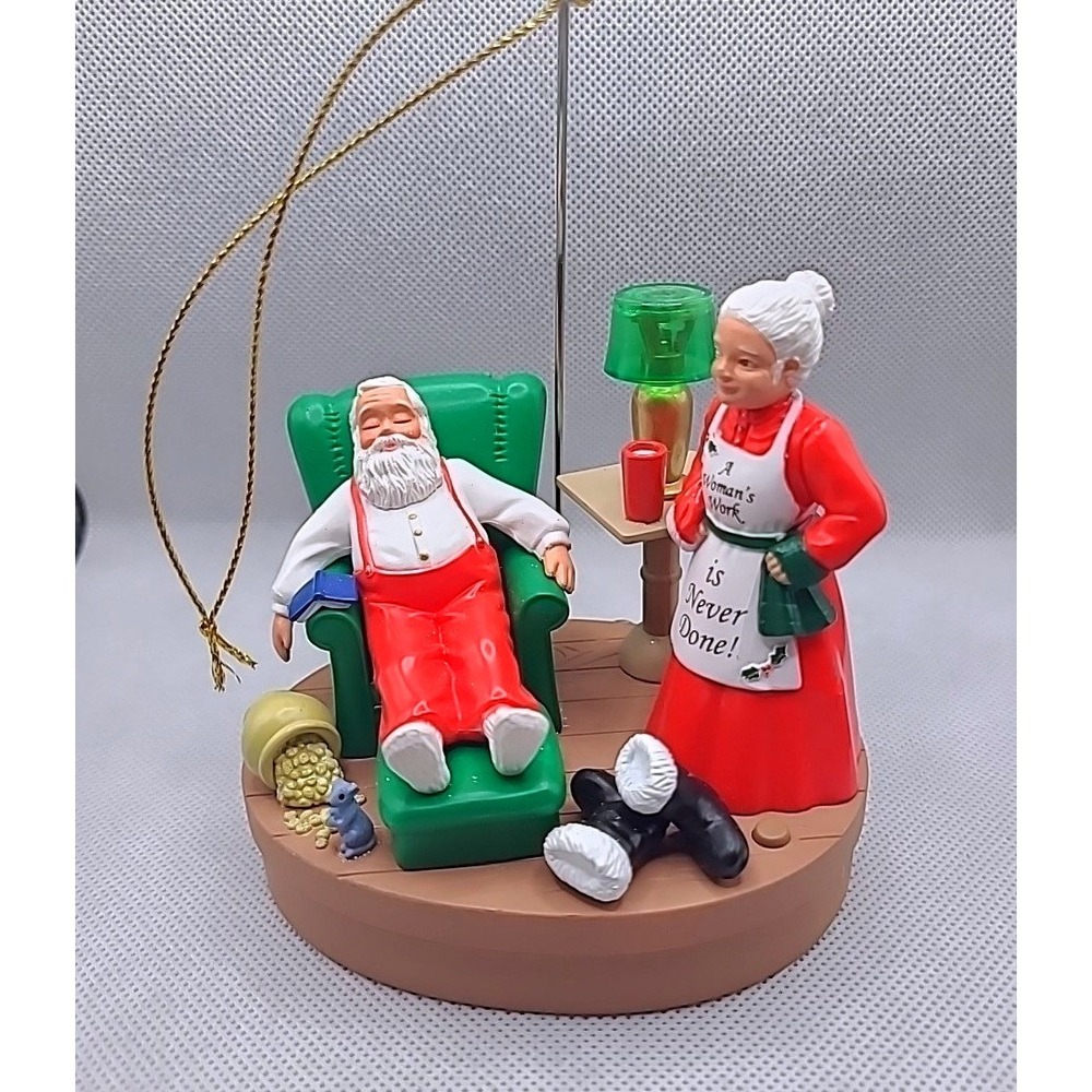 Vintage Santa's Best Christmas Ornament Mrs Claus Sleeping Santa Red Green READ